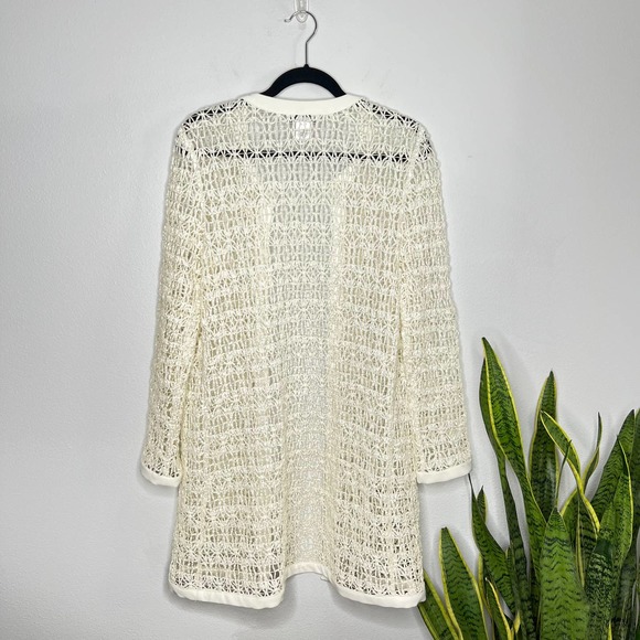 Milly Cream Off White Woven Open Duster 6 - Picture 2 of 4